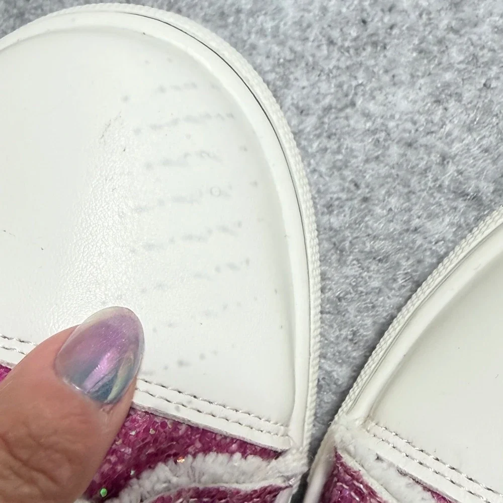 Rainbow Glitter Ombre Lace Up Sneakers Low‎ Top White Toe Cap Size 43 M-9.5 W-11